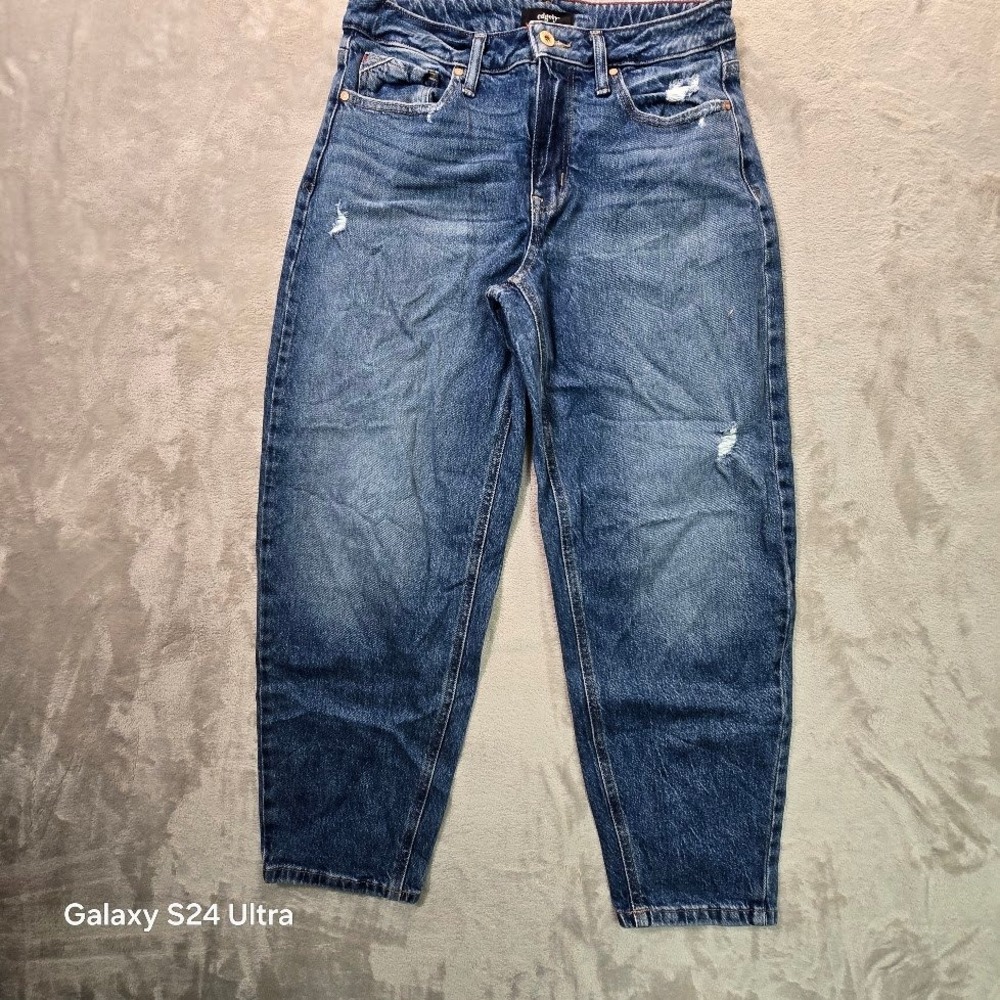 Edgely High Rise Barrel Jeans Womens 8 Regular Distressed Blue Denim Relaxed Fit